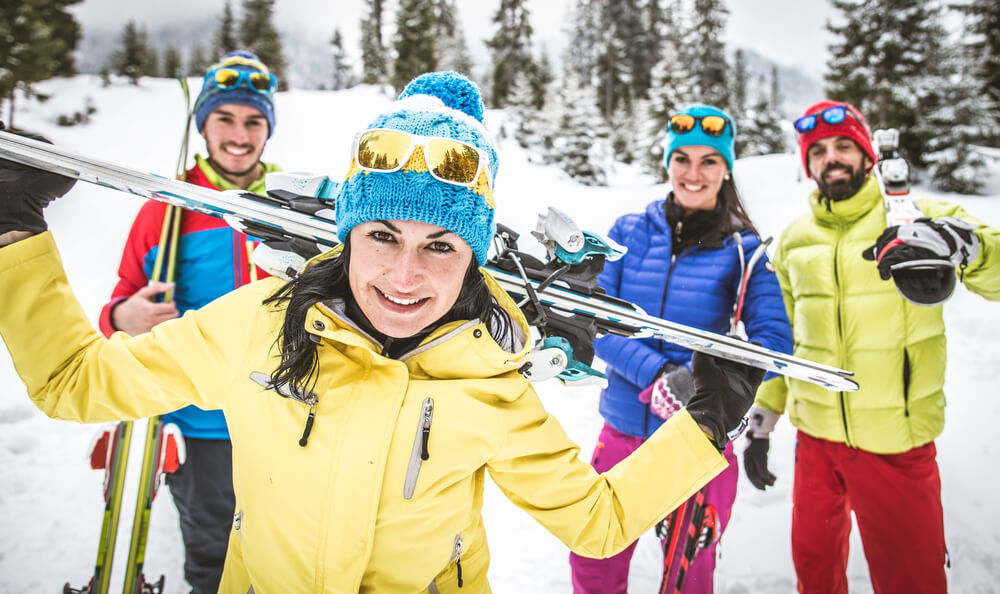 Group of Friends Skiing