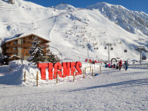 Tignes ski resort sign