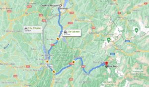 Geneva to Les Arcs route